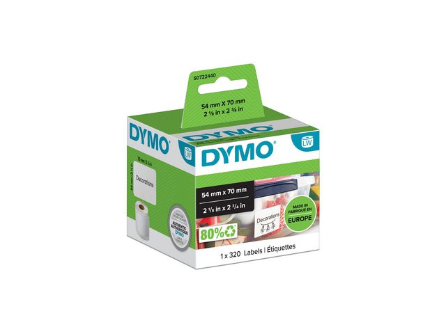 DYMO Etikett LW 70x54mm 320/fp | Kontorsmaskiner - Etikettskrivare och etiketter - Etiketter - Dymo | Kontorsexperten
