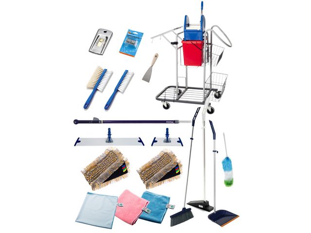 NORDEX Städvagn med rengöringssats, brons, stor | Städ och hygien - Städvagnar - Färdigutrustade städvagnar | Kontorsexperten