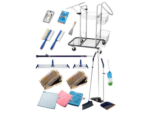 NORDEX Städvagn med rengöringssats, silver, stor | Städ och hygien - Städvagnar - Färdigutrustade städvagnar | Kontorsexperten