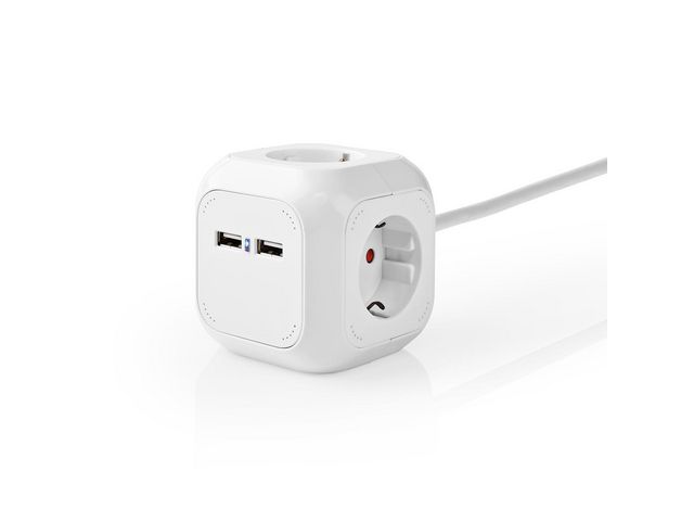 NEDIS Grenuttag 4-väg + 2 USB | Kontorsmöbler och inredning - Elartiklar - Grenuttag | Kontorsexperten