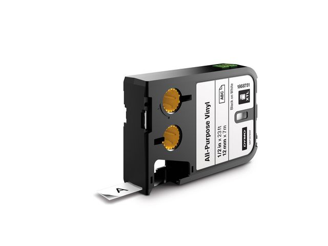 Dymo Tape XTL 12mm svart på vit 7m 1868751 | Kontorsmaskiner - Märkmaskiner och tape - Tape - Dymo XTL | Kontorsexperten