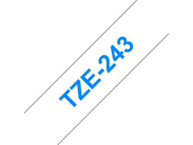 Brother Tape TZE243 18mm blå på vit