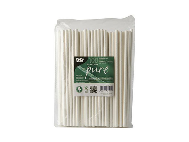 PAPSTAR Sugrör papper 6mmx20cm vit 100/fp | Kök och servering - Engångsartiklar - Sugrör och Tandpetare | Kontorsexperten