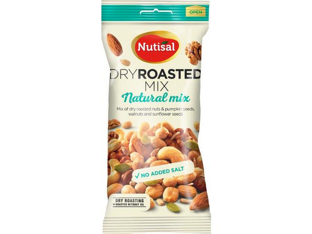 NUTISAL Nötter Natural Mix non salted 60g | Kök och servering - Ätbart - Bars och nötter | Kontorsexperten