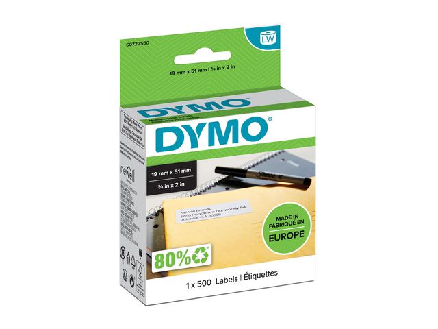 DYMO Etikett LW 19x51mm 500/fp | Kontorsmaskiner - Etikettskrivare och etiketter - Etiketter - Dymo | Kontorsexperten