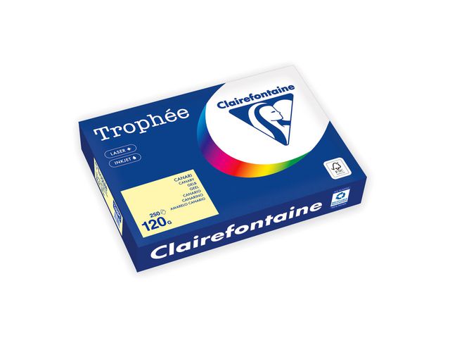 Clairefontaine Trophée A4 120 g färgat papper ljusgul 250/fp | Kontorspapper - Specialpapper - Färgat - A4 | Kontorsexperten