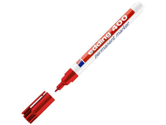 edding Märkpenna Permanent 400 med rund spets, 1 mm, röd