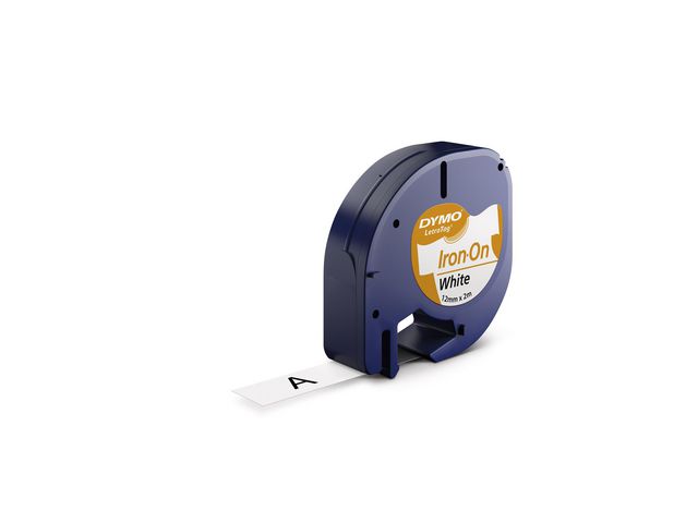 DYMO Tape LetraTag Iron on 12mm svart på vit | Kontorsmaskiner - Märkmaskiner och tape - Tape - Dymo LetraTag | Kontorsexperten