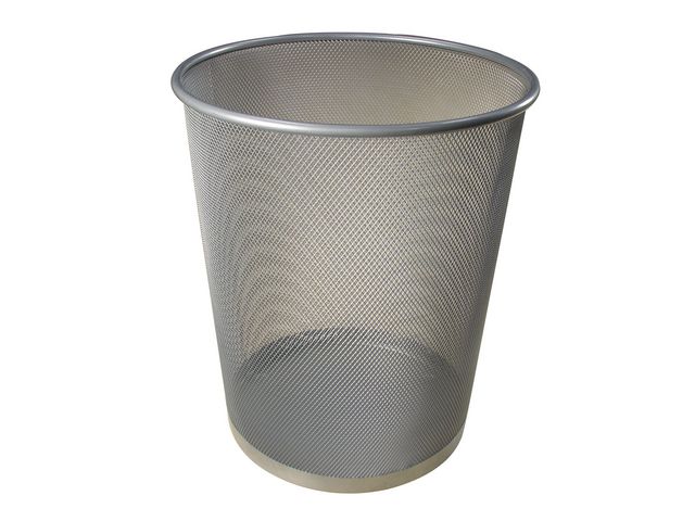 Papperskorg i metallnät, 18 l, 29 cm, silver | Kontorsmaterial - Till skrivbordet - Papperskorgar | Kontorsexperten