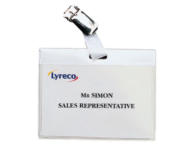 Lyreco Namnskylt m.klämma 60x90mm 30/fp | Kontorsmöbler och inredning - Namnskyltar och korthållare - Namnbrickor | Kontorsexperten
