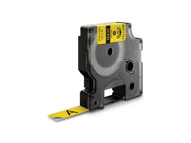 DYMO Tape Rhino vinyl 12mm svart på gul | Kontorsmaskiner - Märkmaskiner och tape - Tape - Dymo Rhino | Kontorsexperten