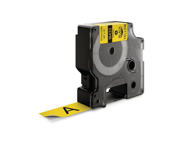 DYMO Tape Rhino vinyl 19mm svart på gul | Kontorsmaskiner - Märkmaskiner och tape - Tape - Dymo Rhino | Kontorsexperten