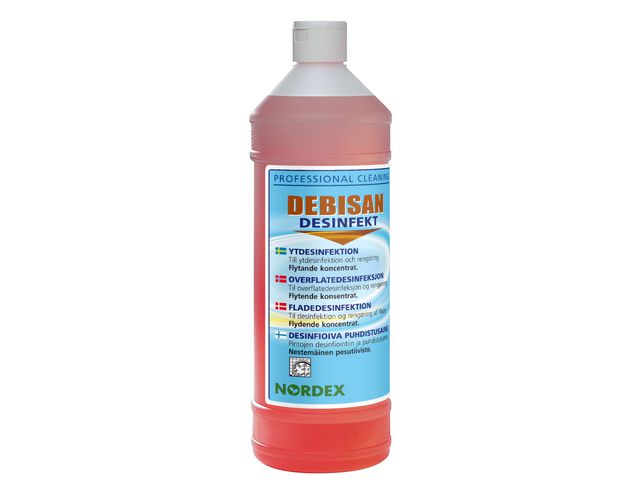 NORDEX Debisan, desinfektionsmedel för spraytorkning, röd, oparfymerad, 1l | Städ och hygien - Desinfektionsmedel - Ytdesinfektion | Kontorsexperten