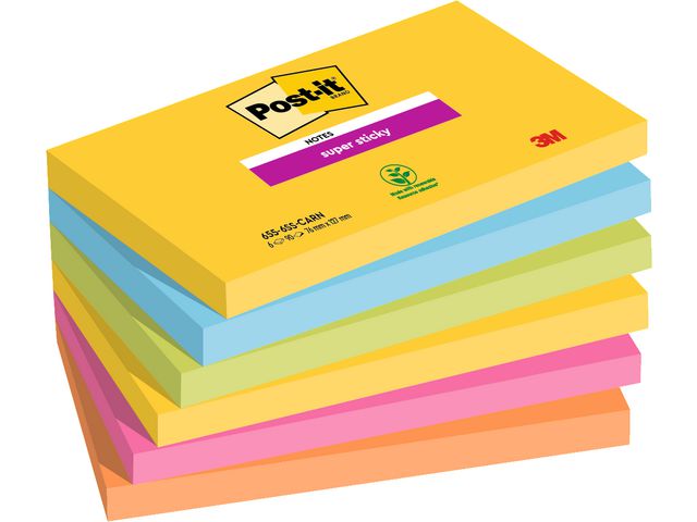 Post-it® Super Sticky Rio 76x127mm 6/fp | Kontorsmaterial - Notes och Post-It - Notes - Extra sticky | Kontorsexperten
