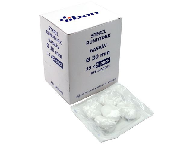 yibon Rundtork GV steril 5-p 30mm 75/fp | Sjukvård och omsorg - Förband och fixering - Torkar | Kontorsexperten