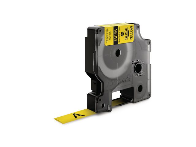 Dymo Tape Rhino krympslang 12mm svart på gul | Kontorsmaskiner - Märkmaskiner och tape - Tape - Dymo Rhino | Kontorsexperten