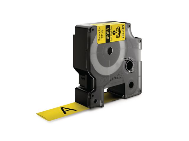 Dymo Tape Rhino krympslang 19mm svart på gul | Kontorsmaskiner - Märkmaskiner och tape - Tape - Dymo Rhino | Kontorsexperten
