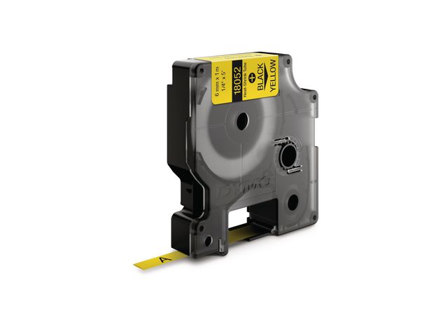 Dymo Tape Rhino krympslang 6mm svart på gul | Kontorsmaskiner - Märkmaskiner och tape - Tape - Dymo Rhino | Kontorsexperten