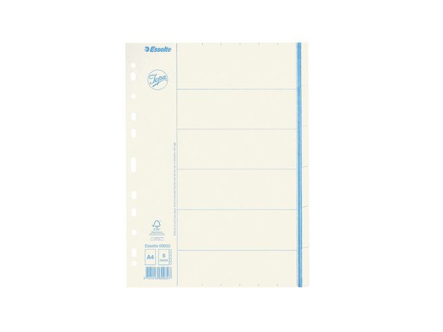 Jopa Pappersregister, otryckt, kraft, 5 delar, A4, vit | Kontorsmaterial - Pärmar och register - Pappersregister | Kontorsexperten