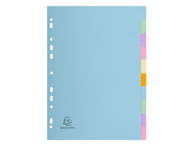 Exacompta Tom avdelare, Forever®, presspan, 10 delar, A4, olika pastellfärger | Kontorsmaterial - Pärmar och register - Pappersregister | Kontorsexperten