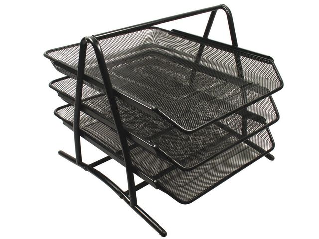 Brevkorg metall 3-facks svart | Kontorsmaterial - Till skrivbordet - Brevkorgar | Kontorsexperten