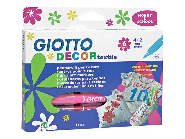 GIOTTO Textilfärgpenna Decor 12/fp | Skola och förskola - Målarfärg och tillbehör - Textilfärg | Kontorsexperten