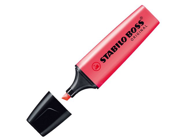 STABILO Överstrykningspenna BOSS Original röd snedskuren spets 2+5mm 70/40 | Kontorsmaterial - Pennor - Överstrykningspennor | Kontorsexperten