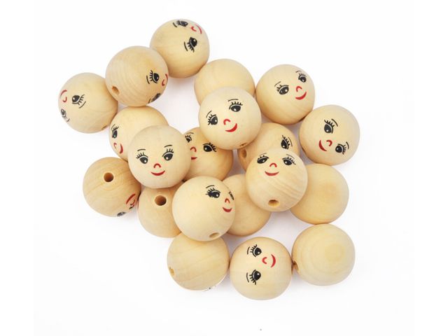 PLAYBOX Träkulor ansikten 22 mm 20/fp | Skola och förskola - Hobbymaterial - Pyssel - Trä | Kontorsexperten