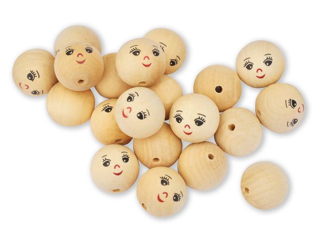 PLAYBOX Träkulor ansikten 30 mm 20/fp | Skola och förskola - Hobbymaterial - Pyssel - Trä | Kontorsexperten