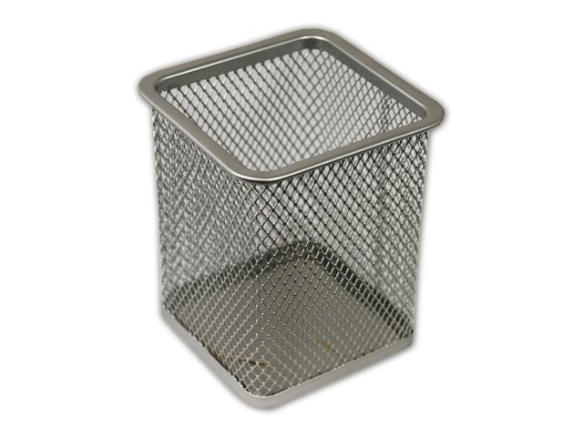 Pennhållare, fyrkantig, metalliskt nät, 80 x 100 mm, silver | Kontorsmaterial - Till skrivbordet - Penn och Prylställ | Kontorsexperten