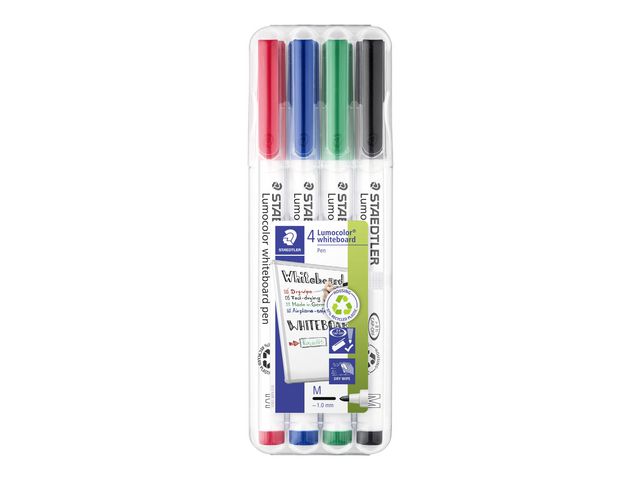 STAEDTLER Lumocolor Whiteboardpenna 1,0mm 4/fp | Kontorsmaterial - Pennor - Whiteboardpennor - Skuren spets | Kontorsexperten