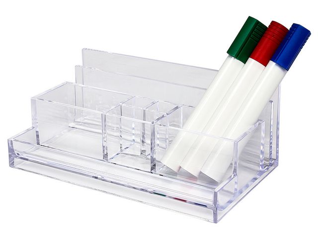 Skrivbordsorganiserare, 8 fack, akrylplast, genomskinlig | Kontorsmaterial - Till skrivbordet - Penn och Prylställ | Kontorsexperten