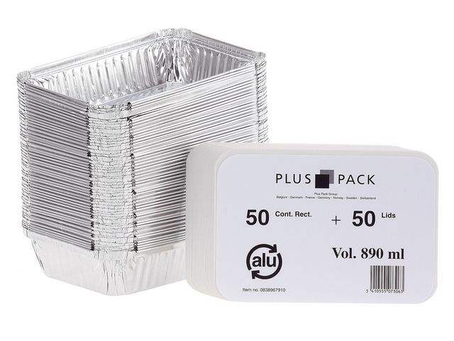 Aluminiumform inkl. lock 890ml 50/fp | Kök och servering - Matförvaring - Aluminiumformar | Kontorsexperten