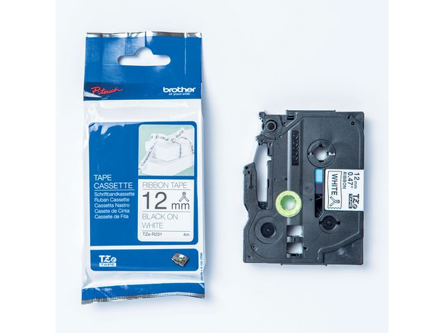 BROTHER Tape TZER231 12mm svart på vit | Kontorsmaskiner - Märkmaskiner och tape - Tape - Brother TZ | Kontorsexperten