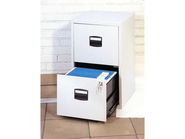 Arkivskåp, 2 lådor, 672 x 413 x 400 mm, ljusgrått | Kontorsmöbler och inredning - Skåp och hyllor - Dokumentskåp | Kontorsexperten