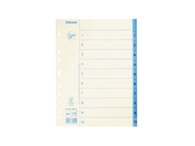 Jopa Pappersregister, kraft, 10 delar, 1-10, A4, vit | Kontorsmaterial - Pärmar och register - Pappersregister | Kontorsexperten