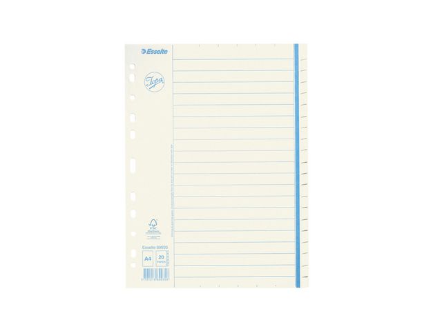 Jopa Pappersregister, otryckt, kraft, 20 delar, A4, vit | Kontorsmaterial - Pärmar och register - Pappersregister | Kontorsexperten