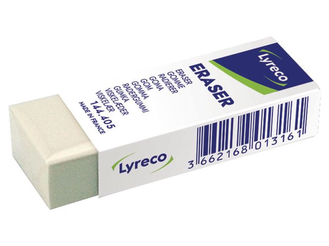 Lyreco Radergummi LYRECO 62x22x12mm vit | Skola och förskola - Pennor och tillbehör - Radergummi | Kontorsexperten