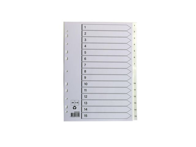 Plastregister A4 1-15 vit | Kontorsmaterial - Pärmar och register - Plastregister - Tryckta | Kontorsexperten