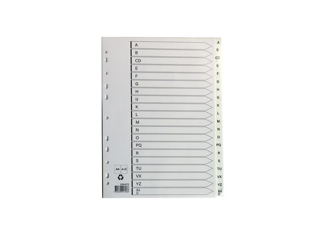 Plastregister A4 A-Ö vit | Kontorsmaterial - Pärmar och register - Plastregister - Tryckta | Kontorsexperten