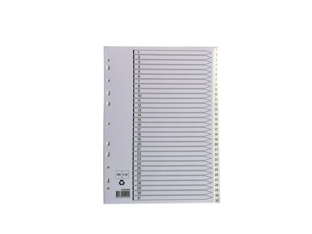 Plastregister A4 1-31 vit | Kontorsmaterial - Pärmar och register - Plastregister - Tryckta | Kontorsexperten