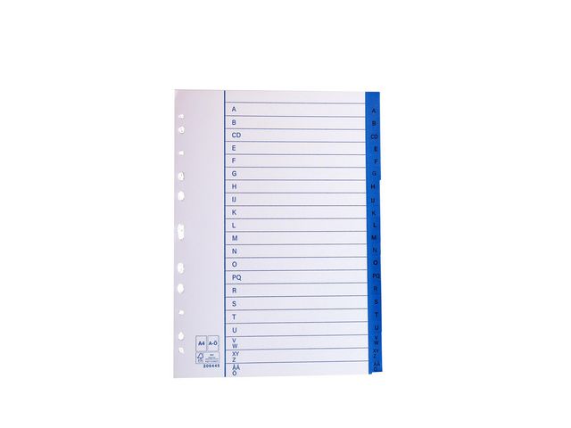 Pappersregister A4 A-Ö 10/fp | Kontorsmaterial - Pärmar och register - Pappersregister | Kontorsexperten