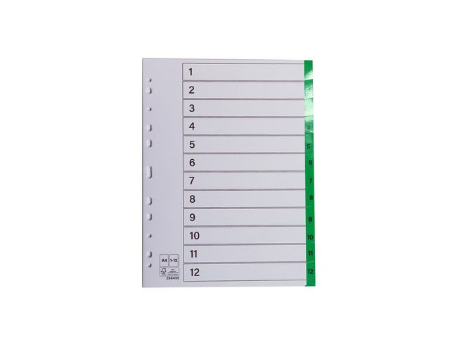 Register plastflik 1-12 grön 10/fp | Kontorsmaterial - Pärmar och register - Servoregister | Kontorsexperten