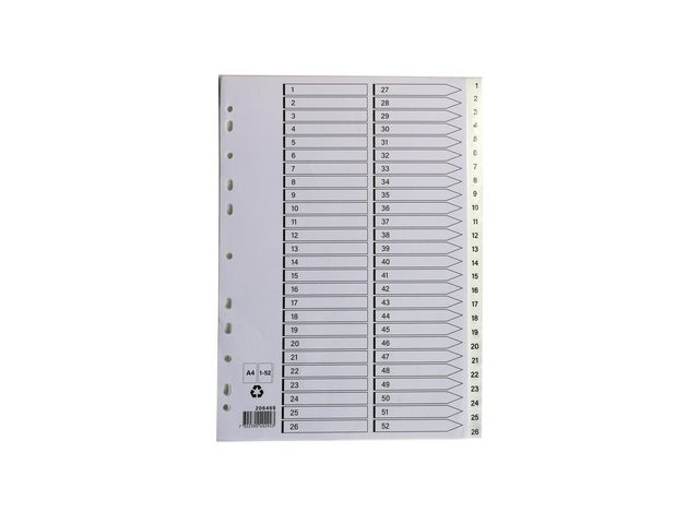 Plastregister A4 1-52 vit | Kontorsmaterial - Pärmar och register - Plastregister - Tryckta | Kontorsexperten