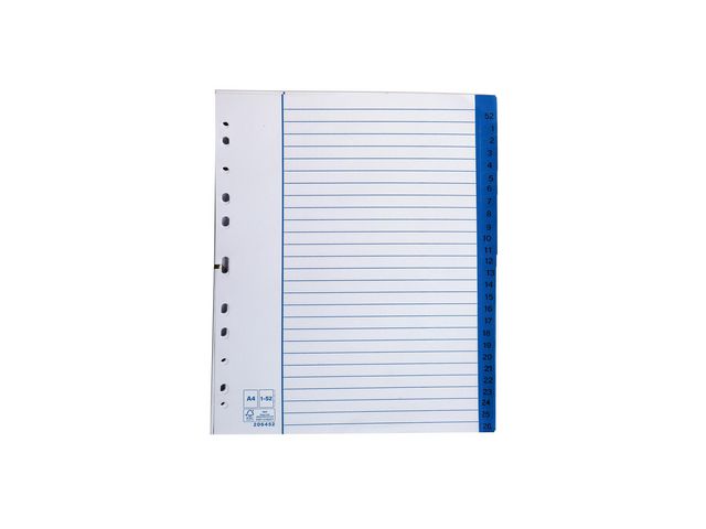 Pappersregister A4 1-52 5/fp | Kontorsmaterial - Pärmar och register - Pappersregister | Kontorsexperten