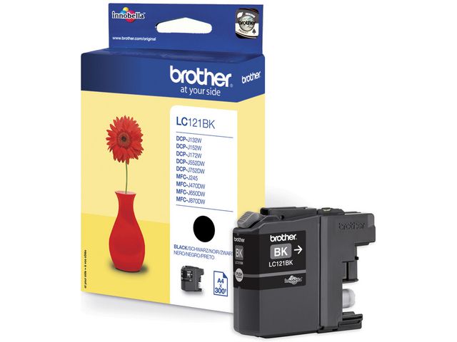 Produktfoto för Brother Bläckpatron, LC121BK, svart, singelförpackning, LC121BK