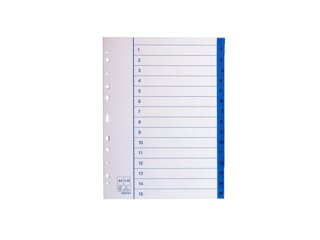 Pappersregister A4 1-15 10/fp | Kontorsmaterial - Pärmar och register - Pappersregister | Kontorsexperten