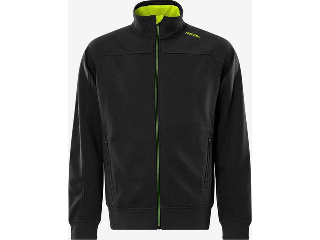 FRISTADS Sweatshirt jacka 7552 Svart/Gul M | Arbetskläder - Arbetströjor - Sweatshirts och koftor | Kontorsexperten