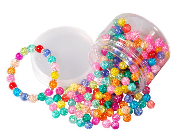 Krackelerade glaspärlor, 1 mm, 20 olika färger