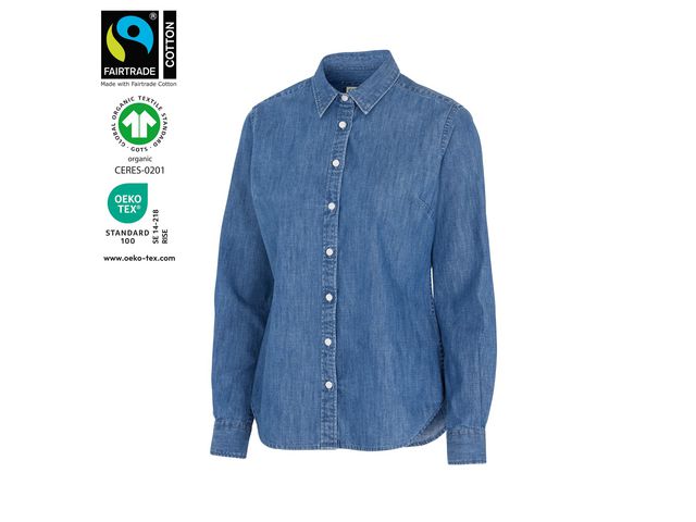 Cottover Skjorta Denim dam GOTS 42 | Arbetskläder - Arbetsskjortor - Serviceskjortor | Kontorsexperten